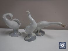 Three Lladro duck figures