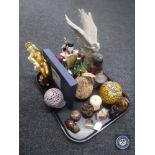 A tray of Eastern style figures, resin Buddha,