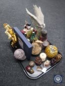 A tray of Eastern style figures, resin Buddha,
