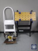 A Wickes folding tool bench, Wickes wet & dry bench grinder,