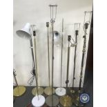 Eight assorted floor lamps all with continental wiring