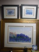 Three framed signed David Welsh prints - French rural scenes