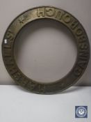 A circular brass engine plaque "Marshalls of Gainsborough"