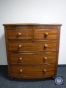 A Victorian mahogany bowfront five drawer chest