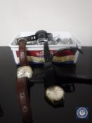 A tub containing a large quantity of assorted gent's wristwatches, Accurist,