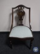 A Victorian inlaid mahogany bedroom chair