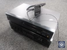 A Yamaha DDX-496 compact disc player, Sherwood RX-2030R receiver,