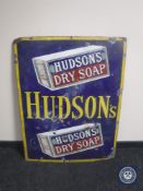 An early 20th century enamelled sign 'Hudson's Dry Soap'
