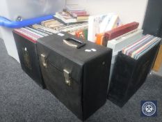 A box of three slip covers containing a quantity of LP's including classical, opera,