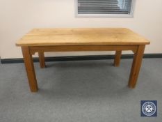 A pine farmhouse dining table