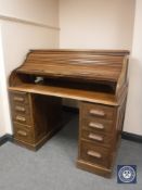 Lot withdrawn from auction - An Edwardian oak roll top desk a/f