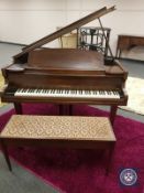 A mahogany baby grand piano by Challen, width 142cm,