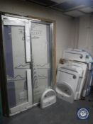 Six shower doors together with eight assorted shower trays and two wash basins