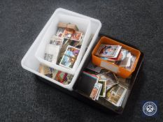 A tray containing a large quantity of assorted cards including Batman, Superman, Tarzan,
