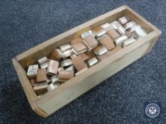 An antique bamboo and ivory mahjong set in wooden box