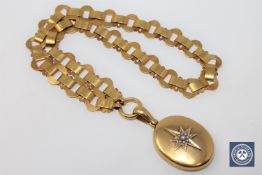 An antique yellow gold (tested 15ct) pearl set locket,