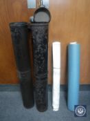 A pair of 1940's metal parachute tubes containing rolled maps CONDITION REPORT: The