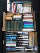 Three boxes containing a quantity of hardback and paperback books including Agatha Christie,