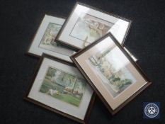 Five framed watercolours to include ; George Littlefair, 'Sunday Morning' and 'Stanton,