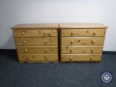 A pair of pine four drawer chests