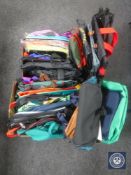 Two boxes containing a large quantity of assorted hold alls and backpacks