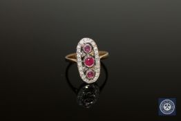 A 9ct gold ruby and diamond ring,