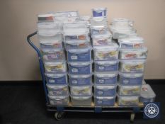 A large quantity of plastic food storage boxes