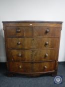 A Victorian mahogany five drawer bowfront chest