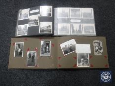 Two WWII era photo albums containing black and white photographs, army and navy, Germany,