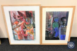 Two 20th century abstract watercolours,