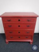 A painted pine chest of drawers