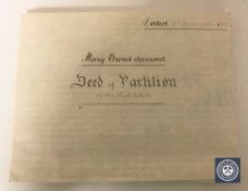 A Victorian Deed & Partition of the Real Estate of Mary Broad, deceased, written on vellum,