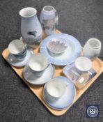 A tray of various Bing & Grondahl vases including vases, shallow dishes,