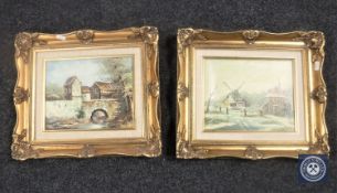 Two 20th century continental gilt framed oils,