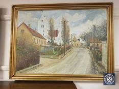 Twentieth century school : continental street scene, oil on canvas,