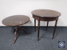 Two circular mahogany occasional tables
