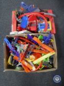 Two boxes of assorted toys and models including Meccano