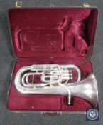 A Sovereign two valve Euphonium with two mouth pieces,