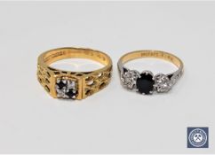 Two 18ct gold sapphire and diamond rings