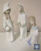 Three Lladro figures of girls