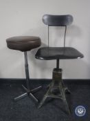 A mid 20th century Evertaut industrial machinists swivel chair,