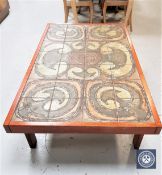 A Danish oak tile topped coffee table