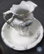 A J & G Meakin pottery wash jug and basin