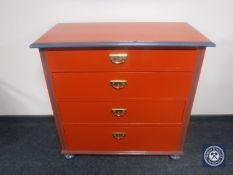 A continental painted pine chest of four drawers