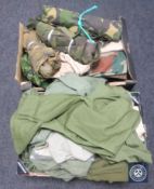 Two boxes containing a large quantity of DPM military clothing