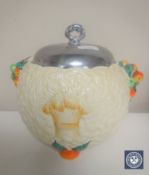 A Clarice Cliff Newport Pottery 'Celtic Harvest' lidded biscuit pot