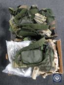 Two boxes containing a large quantity of DPM military equipment; webbing,