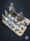 A tray containing antique and later continental figures,
