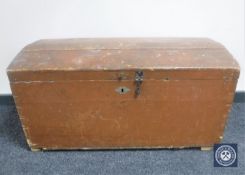 A 19th century painted pine dome top blanket box
