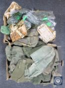 Two boxes containing a large quantity of DPM military equipment; webbing,